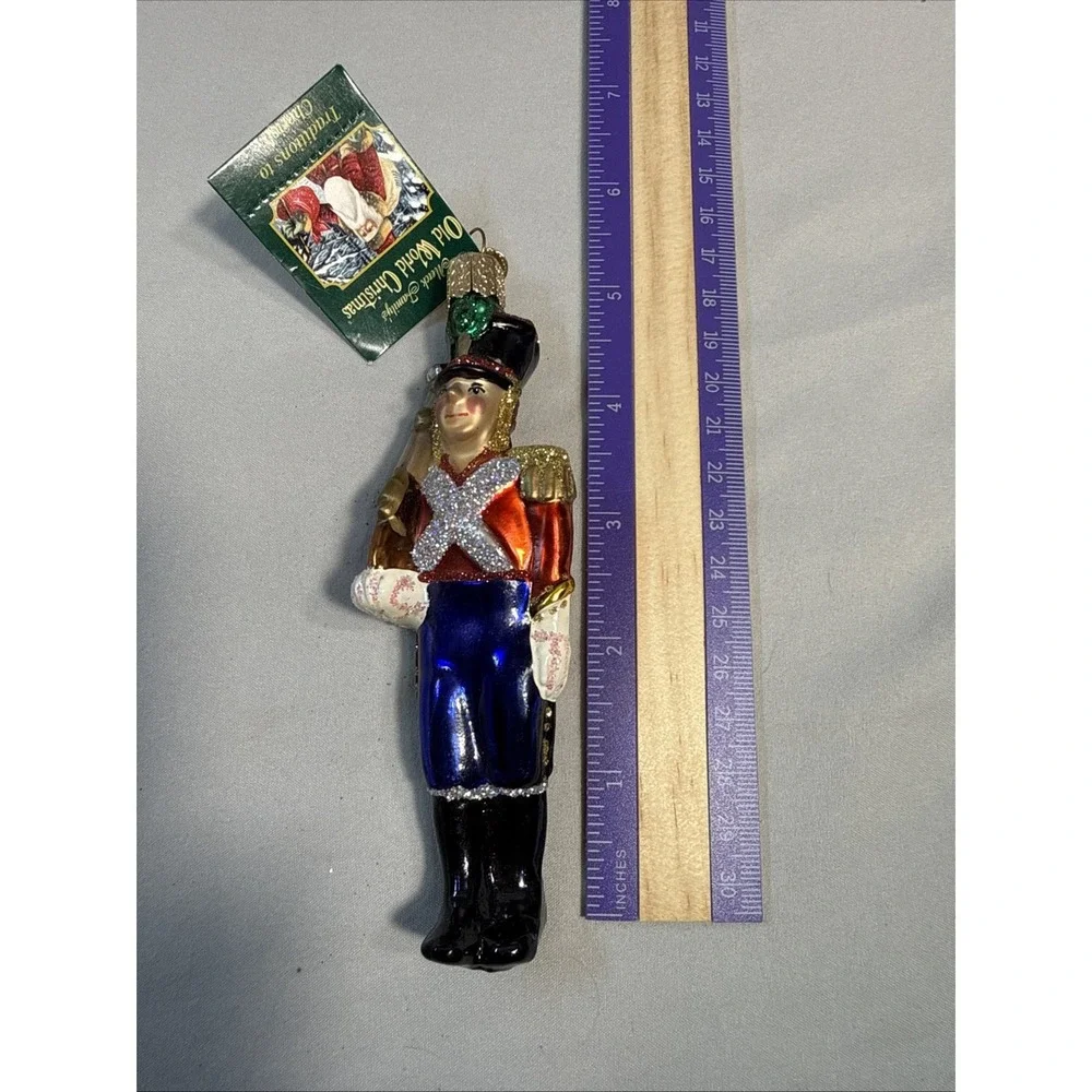 Old World Christmas Toy Soldier Nutcracker Glass Ornament with Tag